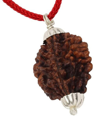 Beautum 2 Mukhi Rudraksha Original Two Face Rudraksha Metal Capping Wood Pendant