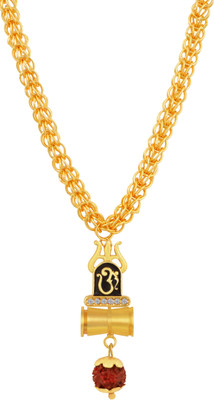 Charms Om Shivaling Inspired Panch Mukhi Rudraksh With Chain Gold-plated Alloy Locket Set