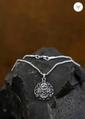 Dmlpbp Hanuman ji for GYM Mens Locket Sterling Silver Stainless Steel Locket Silver Alloy Pendant Set