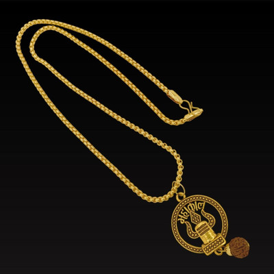 Madhur Creation Shiv Trishul OM locket for boys With Chain Best Gift to Loved Ones Gold-plated Brass, Alloy Pendant Set