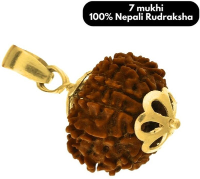 HAPPY CREATION 7 Mukhi Nepali Rudraksha Seven Face Rudraksh With Original Quality Assurance Gold-plated Brass Locket Set