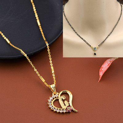 CLONEO G name alphabet Letter Pendant chain with Diamond Mangalsutra COMBO Gold-plated Alloy