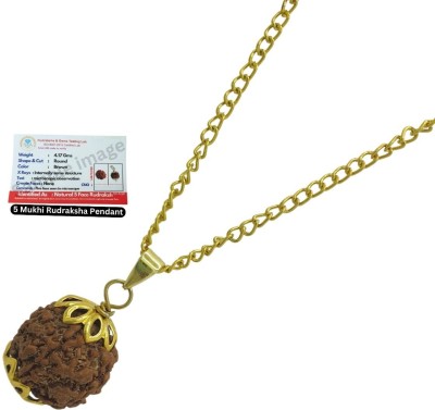 KitaboJi Jewellery FIVE 5 MUKHI RUDRAKSHA (CERTIFIED AND NEPAL ORIGIN) Gold-plated Beads Brass, Wood Locket