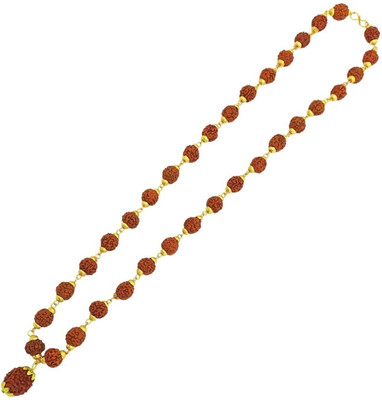 leahyallen 5 Mukhi Shiva God rudraksha mala Gold Plated Long Chain Cap Mala Gold-plated Beads Brass, Alloy Pendant Set