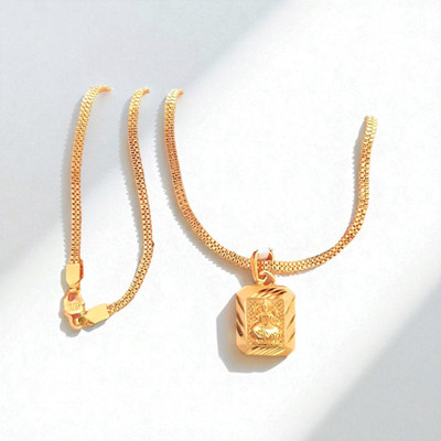 SAPNAPALACE LAXMI MAA LOCKET WITH 2 LINE MICRO GOLD PLATED CHAIN Gold-plated Diamond Brass Pendant Set