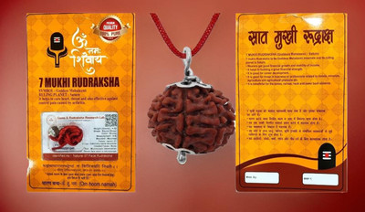 Rudram 7 Face Rudraksha with Handmade Silver Capping Wood Locket Set