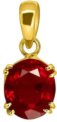 MARATNA 8.25 Ratti Ruby Manik Pendant/Locket Gemstone by Lab Certified for Men & Women Ruby Brass