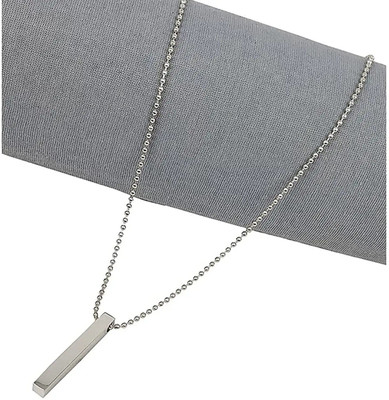 m a enterprises Men's Jewellery 3D Cuboid Bar Stainless Steel Silver Black Locket (Pack-2) Alloy Locket Set