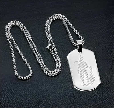 The Glitz Gallery Silver Hanuman Chalisa Pendant Necklace for Men | Hanuman Locket for Men Stainless Steel Pendant Set