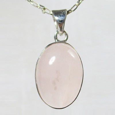 Gemzonite Rose Quartz Healing Gemstone Certified Precious Stone Pendant For Men & Women Silver Quartz Brass Pendant