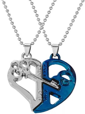 M Men Style Valentine Broken Heart Best Friend Key for Him and Her Pendant Set Sterling Silver Stainless Steel Pendant