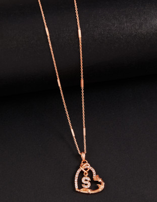 BOGHRA SALES S Letter Diamond Pendant Chain For Women,Girls Rhodium Diamond Alloy Pendant