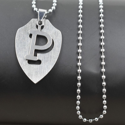 Abhiora Fashion Initial Letter Stainless Steel Alphabet P Bead Chain Pendnet for Men and Women Stainless Steel Pendant