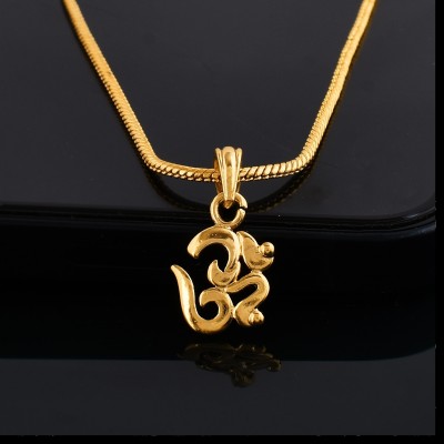 NAVYA ART ganesh locket chain ::::ganesh ji gold locket::ganpati locket Gold-plated Brass Pendant Set