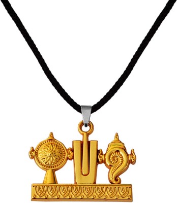 M Men Style Religious Lord Tirupati Balaji Shanku Chakra Namam Pendant Necklace Rhodium Zinc, Metal Pendant