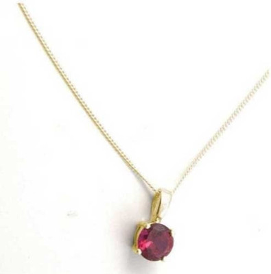 Gemzonite Natural Ruby Pendant A+ Quality Gemstone For Men & Women Gold-plated Ruby Bronze Pendant