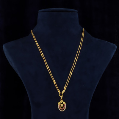 Pushp Creation 1 GRAM GOLD PLATED 24-INCH LONG CHAIN DOUBLE MOPU CHAIN PENDANT FOR WOMEN/GIRLS. Gold-plated Cubic Zirconia Brass Pendant Set