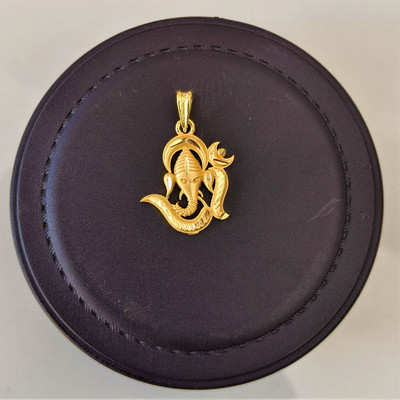 HN JEWELLERY One Gram Gold Om Ganpati Designer Daily Use Locket For Men And Women Gold-plated Brass Pendant