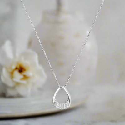 ZAVYA Rhodium Cubic Zirconia Sterling Silver Pendant Set