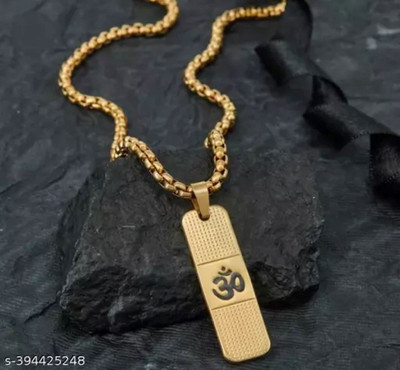 HEM RUPA om name locket and chain Gold-plated Metal Pendant Set