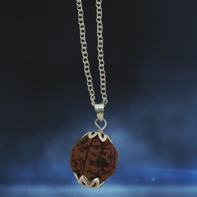 FLY PL STORE Certified 4 Mukhi Rudraksha Four Faced Rudraksha Pendant Original Rudraksha Silver Beads Brass, Wood Pendant