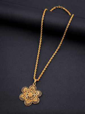 Divastri Gold Plated chian and pendant set Gold-plated Brass Pendant Set