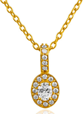 GEMSLAY Stylish Oval Pendant Chain for Daily Wear & party wear necklace for women Gold-plated Cubic Zirconia Brass Pendant