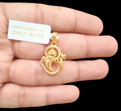 DIVS FASHION Golden ganeshji pendant with om Gold-plated Brass Pendant
