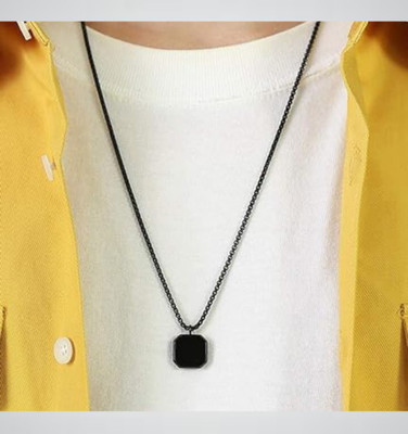 Fab Creations for Men and Women Rhodium Steel Square Pendant__F70 Rhodium Alloy Pendant Set