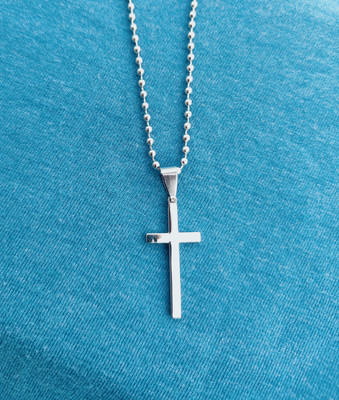 Teeragaj Elegant Cross neck chain - Stylish ball chain - Unisex - Stainless steel Stainless Steel Pendant Set