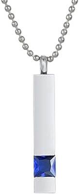 ruby collection 3D Vertical Bar Crystal Nug Cuboid Stick Locket Pendant URN Necklace Ball Chain Stainless Steel