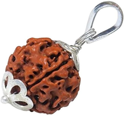 Fine Creation 6 Mukhi Certified Original Pure Siddha Rudraksha Form Nepal For Men & Women Silver Wood Pendant