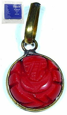 Urancia Italian Red Coral Moonga Ganapati Locket Pendant Crystal