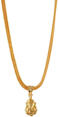 Johri Bazar ganpati pendant chain alloy gold chain men with ganesh locket Gold-plated Alloy Pendant Set