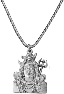 M Men Style Lord Shiv Shankar Mahadev Bholenath Trishul Damaru Pendant Necklace Rhodium Zinc, Metal Pendant