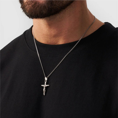 Zarkan Zakan 925 Hallmark Silver Crucifix Men Pendant Chain Rhodium Cubic Zirconia Sterling Silver Pendant