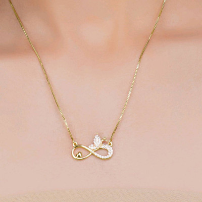 EPITOME 925 Sterling Silver Gold 
 Pendant for Girls & Women Rhodium Cubic Zirconia Sterling Silver Pendant