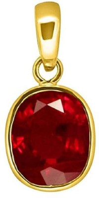 barmunda gems 10.25 Ratti Created Ruby Manik Stone Locket/Pendant For Men And Women Ruby Brass