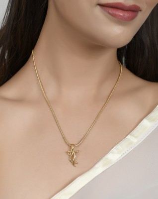 PYR JEWELS Radha Krishna Locket Chain Daily Use Jewelry for Men Women, Boys Girls Gold-plated Brass Pendant Set