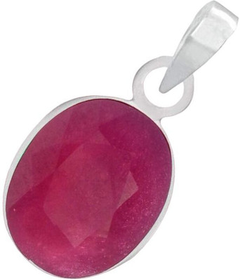 Gemzonite Natural Ruby Pendant A+ Quality Gemstone For Men & Women Silver Ruby Brass Pendant