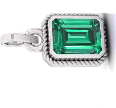 KUSHMIWAL GEMS 4.25 Ratti 3.55 Carat Lab Certified Natural Emerald Loose Gemstone Panna Silver Emerald Brass Pendant