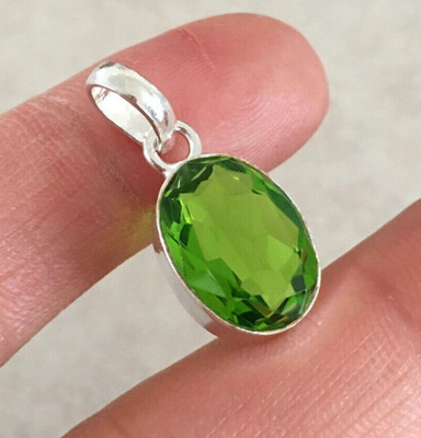 RatanBazar Natural & Effective Stone Peridot Pendant for Unisex Rhodium Peridot Alloy Pendant