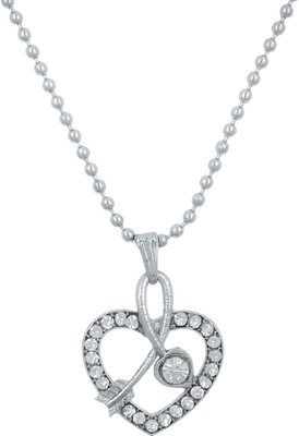 Trinkets Heart Design Pendant with Chain for Girls/Friends & Couples Rhodium Stainless Steel Locket