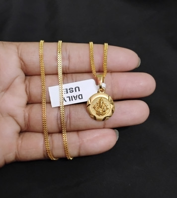 Sonutrades GANPATI JI pendant locket with box chain 2 line micro gold plated daily wear Gold-plated Brass Pendant Set