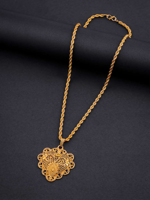 Divastri Gold Plated chian and pendant set Gold-plated Brass Pendant Set