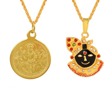 Morvi Gold Plated Lord Laxmi, Laxmi Yantra, Krishna, Shyam, Shree Nath Ji Pendant Gold-plated Brass Pendant