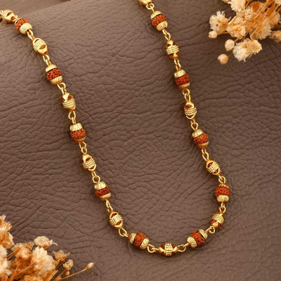 MK Gallery rudrakash cnc mala Gold-plated Brass