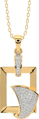 EPITOME 925 Sterling Silver Gold Photoframe Pendant for Girls & Women Rhodium Cubic Zirconia Sterling Silver Locket