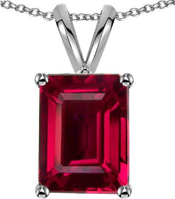 Gemzonite Natural Ruby Pendant A+ Quality Gemstone For Men & Women Silver Ruby Stone Locket Set