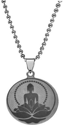 AFH Lord Buddha on Lotus Design stainless Steel Necklace Pendent for Men, Women Stainless Steel Pendant